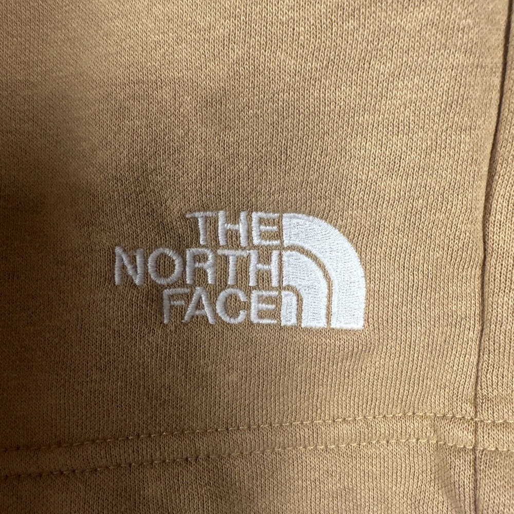 The North Face Womens Fleece Shorts Tan Elastic Waist Logo Lounge Active Small P - Picture 3 of 10